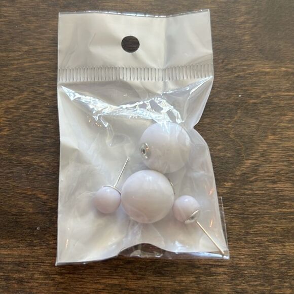 Double Ball Stud Earrings Minimalist Chic Double Sided Front Back E… - Picture 3 of 3